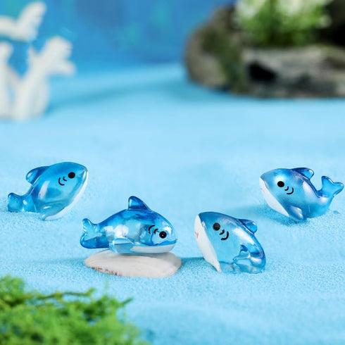 20Pcs Mixed Color Luminous Shark Ornaments, Cute and Naughty Aquarium Micro Landscape