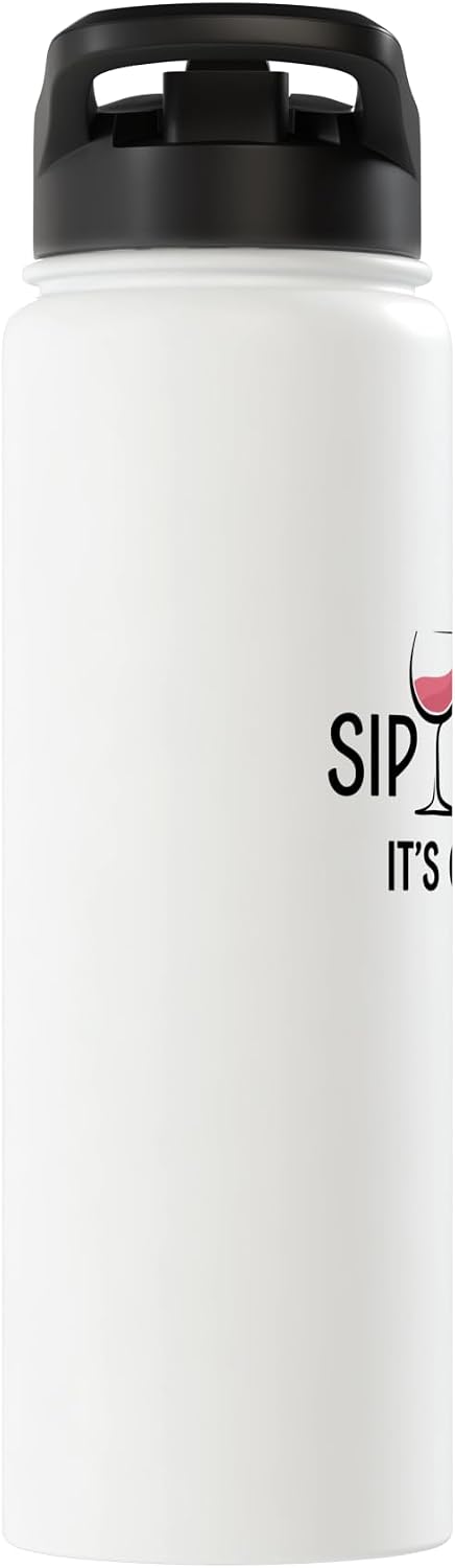 Funny Wine Drinkers Glass of Wine Humor Apparel Sip Happens It's Ok To Wine Funny Pink Wine Glass Drinker Stainless