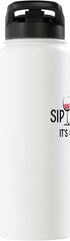 Funny Wine Drinkers Glass of Wine Humor Apparel Sip Happens It's Ok To Wine Funny Pink Wine Glass Drinker Stainless