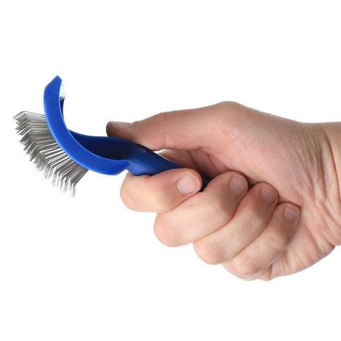 Tuffer Than Tangles Slicker Brush for Dog Grooming, Medium Size, Long Firm Pins, Comfort Grip Handle