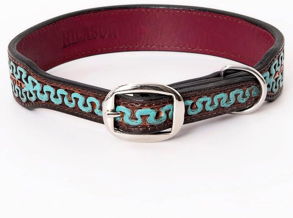 HILASON Medium Brown Genuine Leather Dog Collar, Handmade, Soft, Hand Tooled