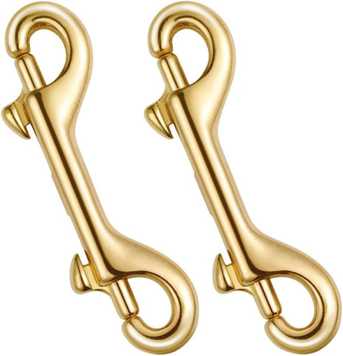 2pcs Brass Double Hook Metal Snap Hooks, Dog Leash Clip Chain Clasps, DIY Clasps for Pet Chain Buckle
