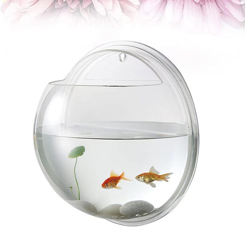Alipis Round Glass Vase, Wall Mounted Acrylic Fish Bowl, Clear Glass Vases for Betta Fish Tank or Terrarium