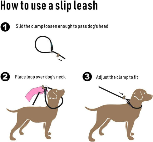 Lynxking Dog Leash Slip Lead, 5 6 8 FT Heavy Duty Braided No Pull Training Leash for Small to Large Dogs