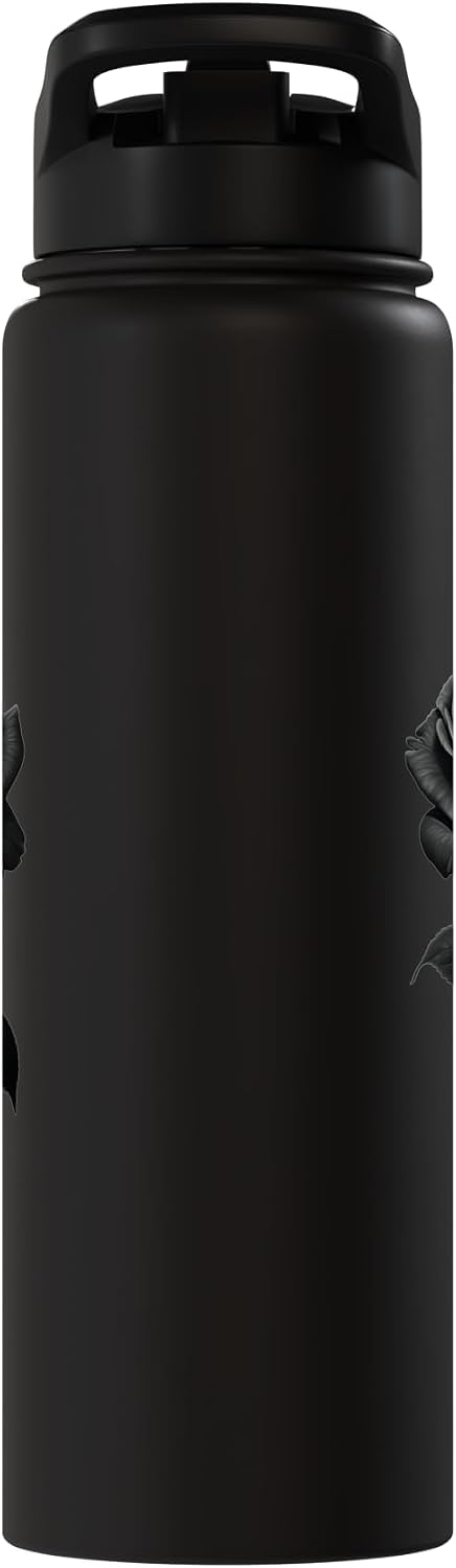 Darkened Rose Black Rose Stainless Steel Insulated Water Bottle