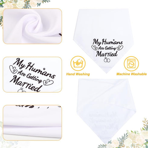 Wedding Dog Bandanas, My Humans are Getting Married Dog Bandanas for Dogs, Dog Engagement Wedding Party, Pet Wedding Photo Prop Bandana for Engagement, Gifts for Couples (White & Black, Small)