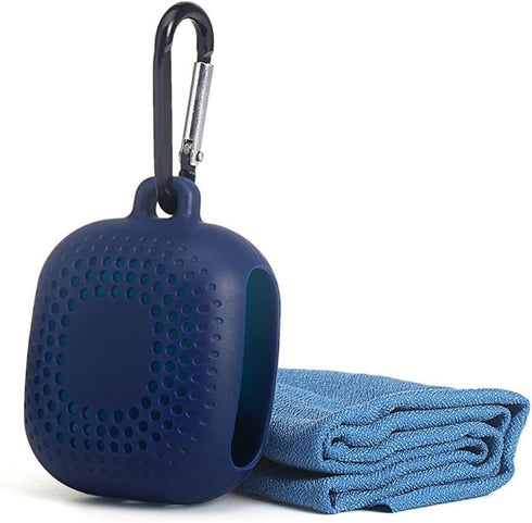 AKOAK Outdoor Travel Quick Drying 40CM Towel with Portable Creative Silicone Box, Microfiber