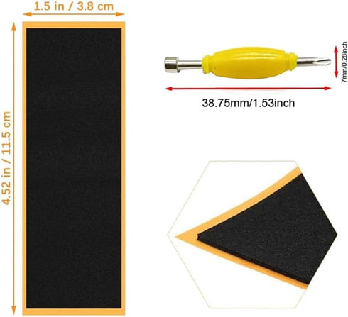 Tiosen 12Pcs Set, Fingerboard Grip Tape with Screwdriver Tool Foam Sticker Replacement, Finger Skateboard Accessories