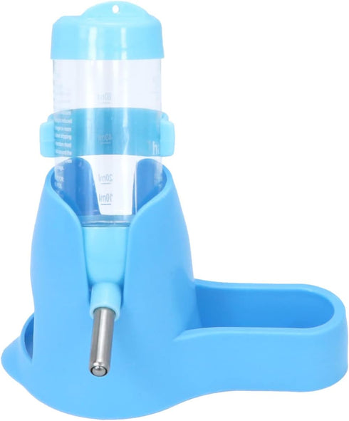 3 in 1 Hamster Hanging Water Bottle, Auto Dispenser with Base for Dwarf Hamster, Mouse, Rat, Hedgehog (80ML, Blue)