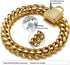 Designer Dog Collar with Gold Metal Stainless Steel & Zirconia Lock - 18K Gold Luxury Training Collar (18 inch)