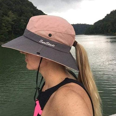 Women Safari Sun Protection Bucket Hat, Breathable Wide Brim Beach Outdoor Summer Hat (22"-23")