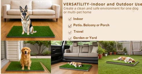 34x22 Inch Large Dog Grass Pad with Tray, Puppy Potty Training System with Artificial Grass & Pheromone Pee Pad