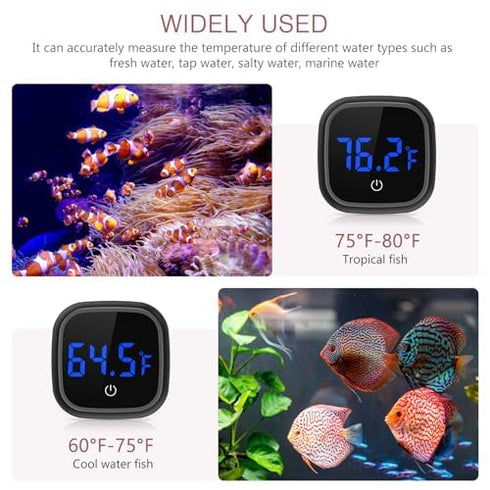 LOFICOPER LED Digital Aquarium Thermometer, Stick-on Fish Tank Thermometer with Built-in Battery, for Fish, Axolotl