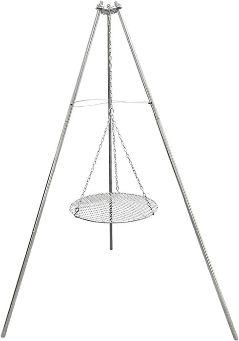YBTMG Camp Fire Tripod for Cooking, Stainless Steel Camping Fire Grill with Adjustable Chain for BBQ