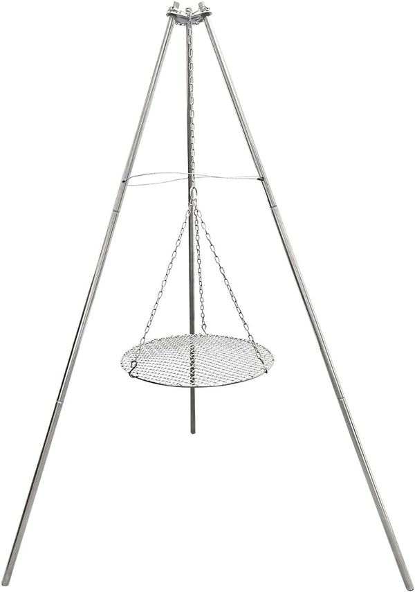 YBTMG Camp Fire Tripod for Cooking, Stainless Steel Camping Fire Grill with Adjustable Chain for BBQ