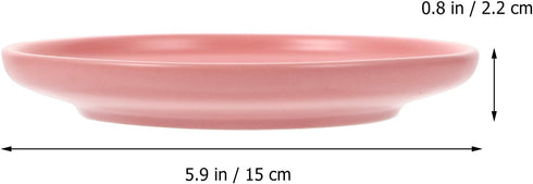 Dog Cat Food Dish - Shallow Pet Dish Bowl, Ceramic Puppy Feeding Plate, Pink Pet Animal Water Food Bowl