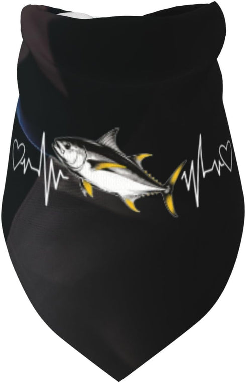 Kangweida Yellowfin Tuna Heartbeat Stylish Pet Bandana Cute Pattern Triangle Scarf for Dogs and Cats