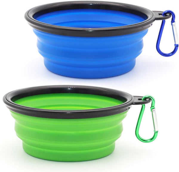 Dog Bowl Pet Collapsible Bowls, 2 Pack for Cats Dogs, Portable Pet Feeding Watering Dish with 2 Carabiners (Small,
