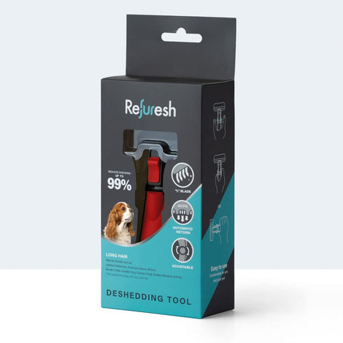 Small Red Deshedding Brush for Long Hair Dogs, Cats & Pets - Lightweight Grooming Brush for Shedding