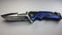 Mtech 8" Police Blue/Black Spring Assisted Folding Knife, Pocket Open Switch