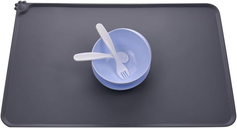 Guardians Silicone Dog Cat Bowl Mat, Non-Slip Pet Feeding Mat, Waterproof, Grey, 18.5"x11.8"