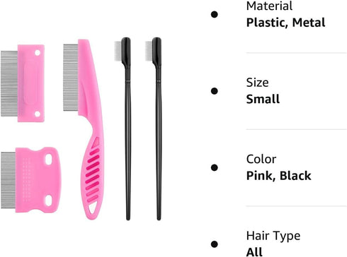 5 Pieces Dog Eye Combs, Tear Stain Remover Combs for Small Dogs, Gently Removing Eye Mucus (Pink, Black)