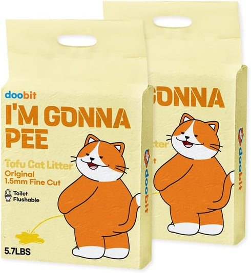 Natural Tofu Litter 11.4LB(5.7lb x 2pack) Korea Brand,Flushable,Dust Free,Less Scattering,Ultra Absorbent and