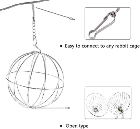Tfwadmx Stainless Steel Rabbit Hay Feeder, Grass Play Hay Ball Chew Toy, Small Animals Hay Manger Dispenser