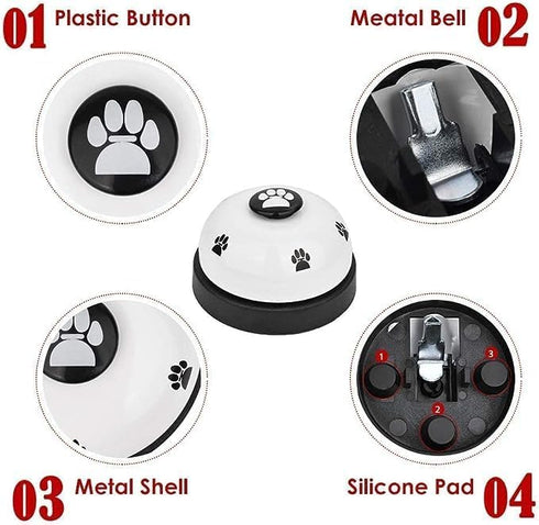 SlowTon Dog Doorbells, 2 Pack Metal Bell Training Tool for Potty Training, Clear Ring for Small Dogs Cats (Red+White)
