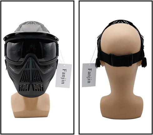 Paintball Mask, Airsoft Mask, Tactical Full Face Gear with Goggles, Impact Resistant for Outdoor Activities