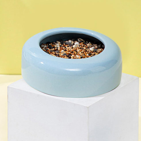 TEHAUX 1PC Ceramic Pet Bowl - Flat Water Bowl Feeder for Dogs Cats Exotic Shorthair (Sky-Blue)