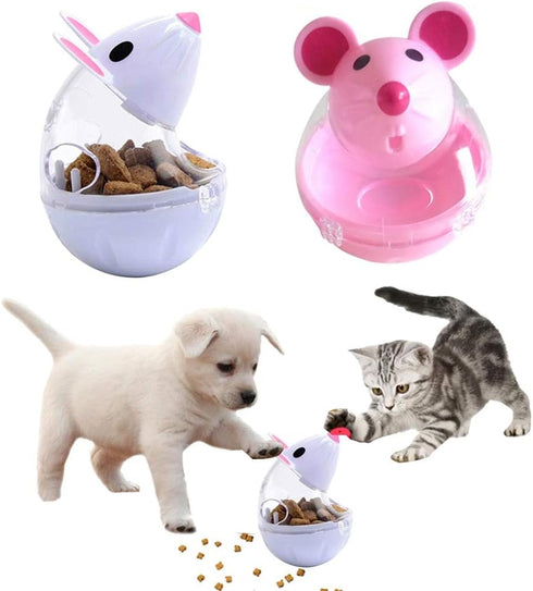 shlutesoy Pet Cat Kitten Mouse Shape Treat Holder Food Storage Dispenser Chew Play Toy Cat Interactive Toys Indoor Pink