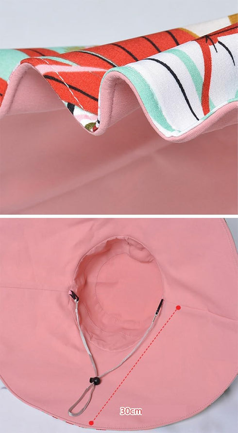 Super Wide Brim Packable Sun Hat for Women, Reversible Double-Sided UV Protection Beach Bucket Cap