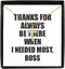 EzGift Funny Boss Necklace Pendant Thanks For Always Be There Needed Most Cute