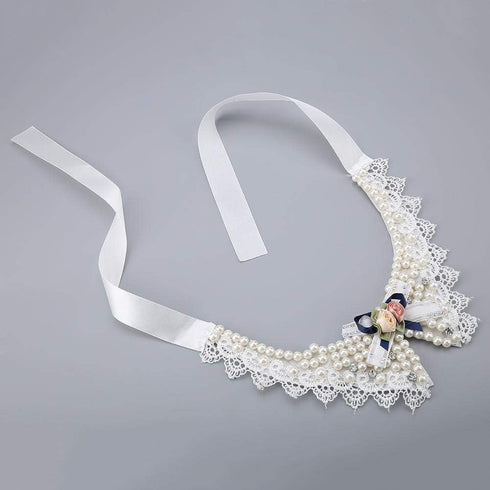 Pet Pearl Necklace, Teddy Adjustable Bow Tie with Pearl, Dogs Neck Collar for Wedding Party