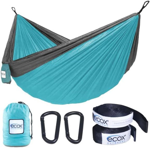 Outdoors Parachute Hammock Single, Portable Lightweight Nylon with 2 Tree Straps for Camping & Travel