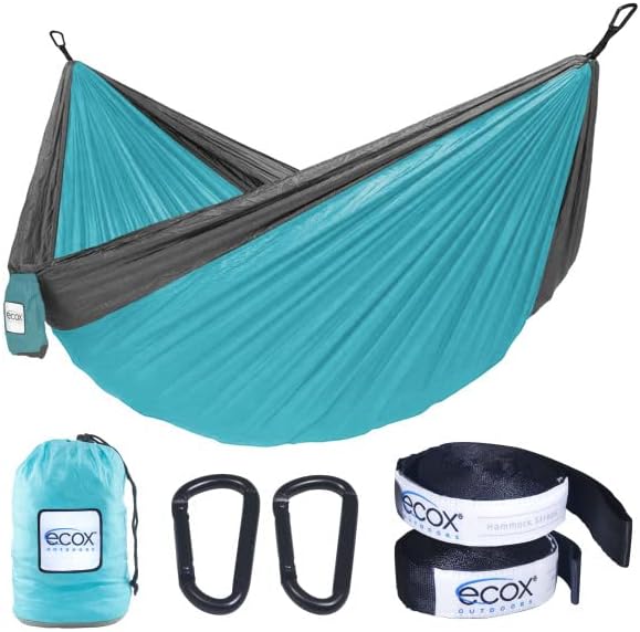 Outdoors Parachute Hammock Single, Portable Lightweight Nylon with 2 Tree Straps for Camping & Travel