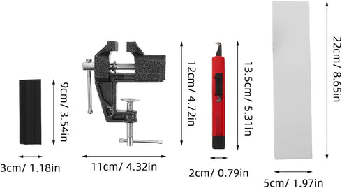 4pcs Set POPETPOP Golf Grip Installation Tool with Mini Table Vise, Rubber Clamp, Double-Sided Tape Removal Hook Knife