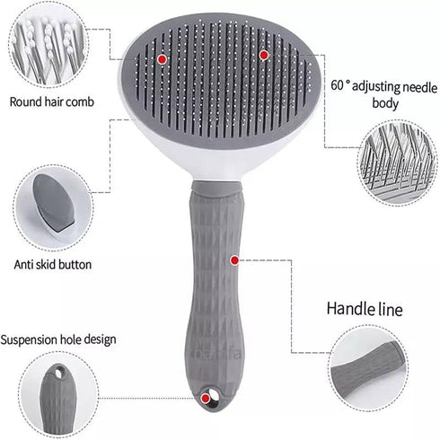 Cat Grooming Brush, Self Cleaning Slicker Brush for Dogs and Cats, Dog Massage Brush (GRAY)
