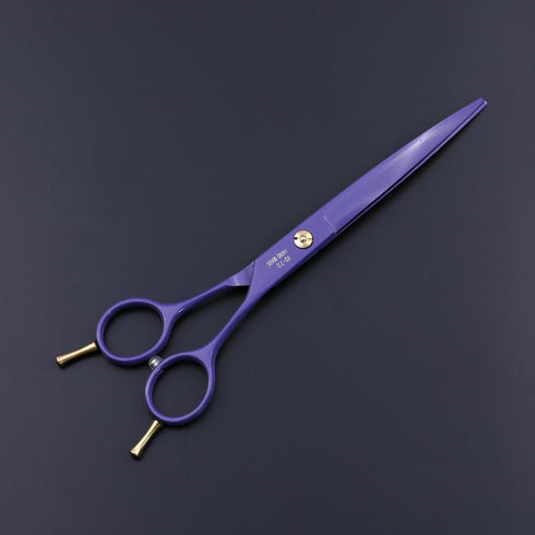 Professional Dog Grooming Scissor Kit - Purple Dragon 7.0 inch Hair Cutting, Curved & Chunker Shears with Bag