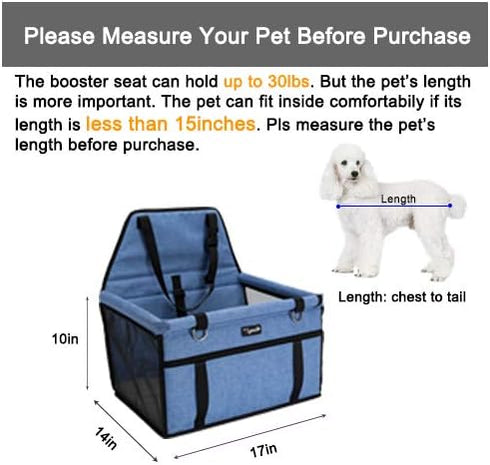 Lyricalife Pet Car Seat, Sturdy Reinforced Structure, Shortened Leash with Metal Snap Hook, Loops for Seat Belt