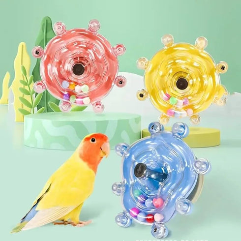 LEZHUJIA 5-Pack Interactive Rotating Treat Dispenser for Small and Medium Parrots Cage-Mounted Toy with Spinning Balls