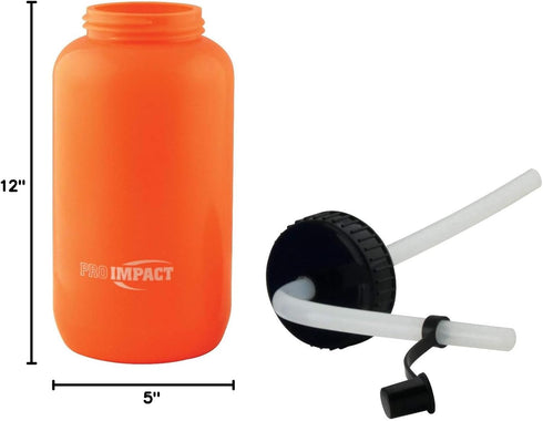 Pro Impact Squeezable Water Bottle, Bendable Long Straw, LDPE BPA Free Plastic for Hydration, 35.5 Oz.
