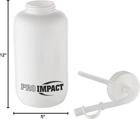 Pro Impact Squeezable Water Bottle with Bendable Long Straw - 35.5 Oz. LDPE BPA Free for Hydration