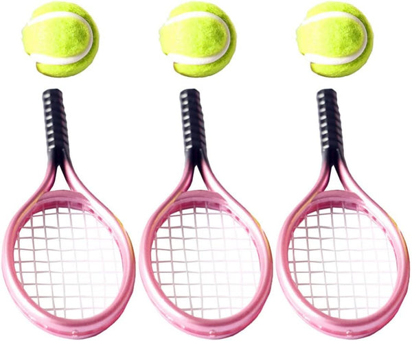 STOBOK Kids Mini Toys Badminton Set, Mini House Tennis Set, Miniature Tennis Racket Photography Props