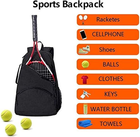 QCWN 2 Raquet Tennis Bag for Men Women Durable Tennis Backpack Waterproof Carrier for Balls Pickleball Paddles