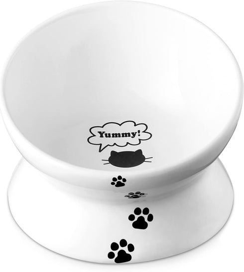 Y YHY Raised Cat Food Bowls, Anti Vomiting Tilted Elevated Ceramic Bowl for Flat Faced Cats, Small Dogs, Dishwasher Safe
