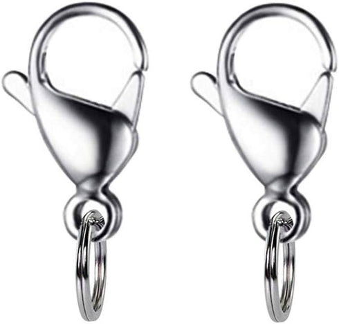 IVIA Dog Tag Clips / 316 Stainless Steel Lobster Buckle with Rings for Cat & Dog Collars (2 Pack Silver)