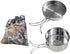 pistro Set 2 Backpacking Camping Pots and Pans Person, Stainless Steel Cookware with Foldable Handle, Portable Pot