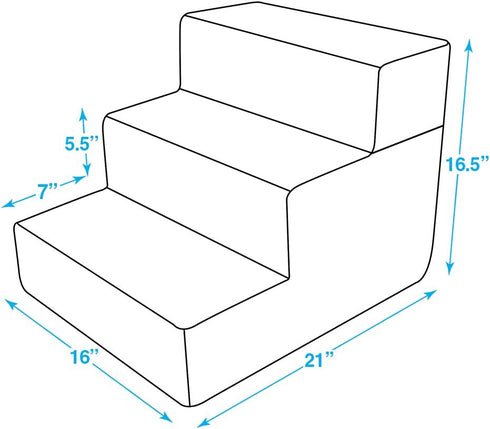 Best Pet Supplies Foldable Foam Pet Steps for Small Dogs & Cats, Portable Ramp for Couch, Non-Slip Support, Gray